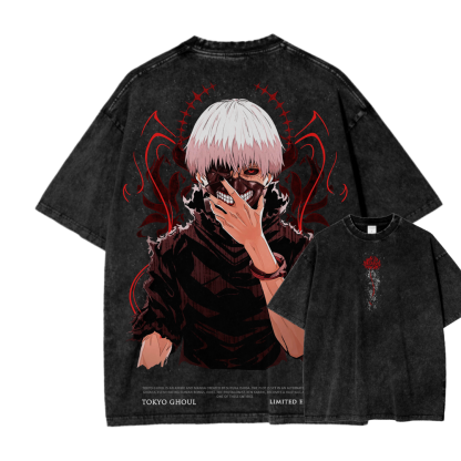 Tokyo Ghoul Kaneki Ken Unisex Fit Washed T-Shirt 2504007608-Uraldept Trendy Clothing Store