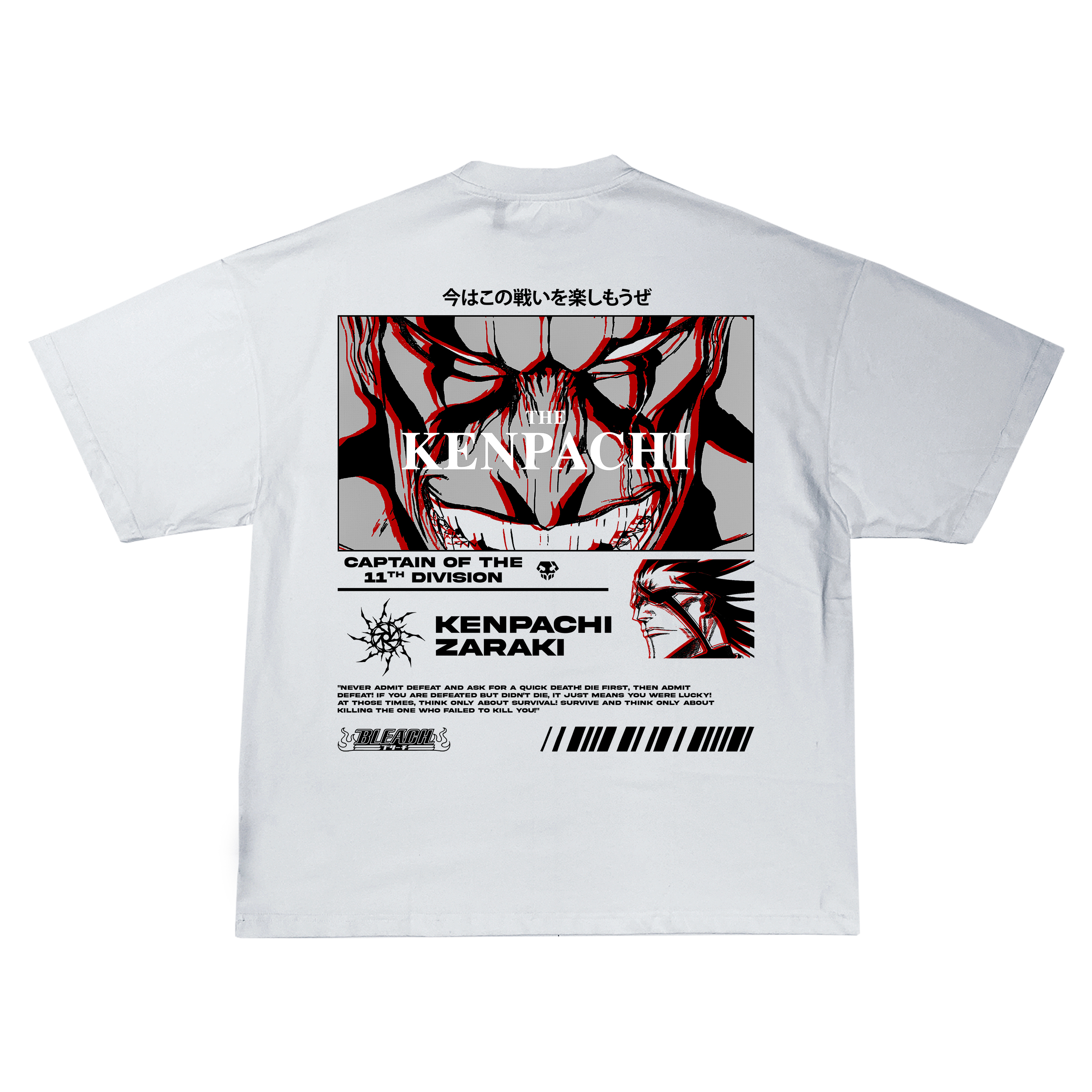 Kenpachi Zaraki Bleach | White T-Shirt TYBW-Uraldept Trendy Clothing Store