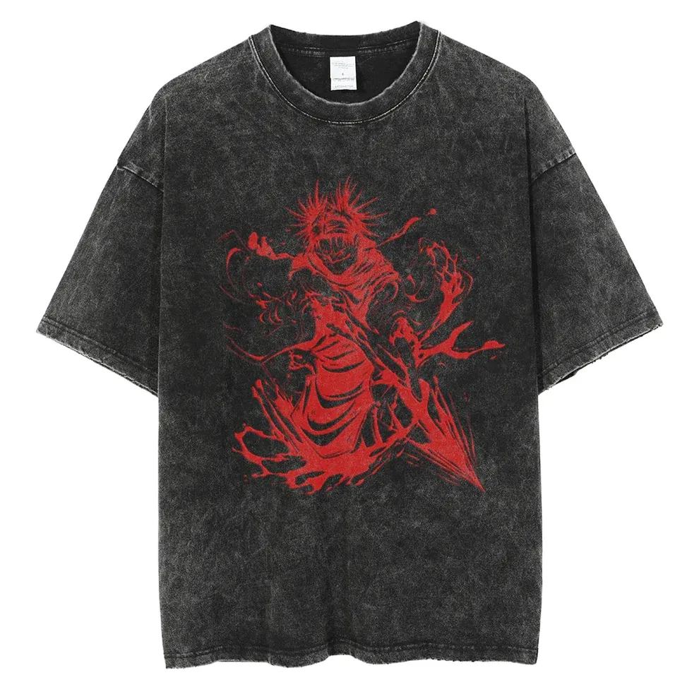 Blood Vintage Washed T Shirt - JJK-Uraldept Trendy Clothing Store