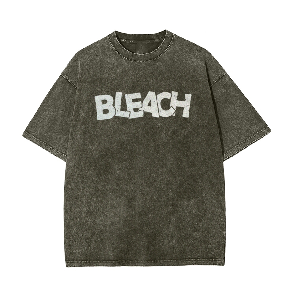 Vintage Unisex-Adult Oversized Washed Cotton T-Shirt Graphic BLEACH - Shinigami T-shirt-Uraldept Trendy Clothing Store