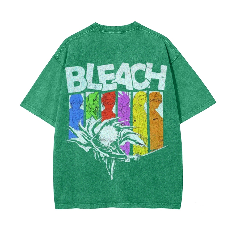 Vintage Unisex-Adult Oversized Washed Cotton T-Shirt Graphic BLEACH - Shinigami T-shirt-Uraldept Trendy Clothing Store