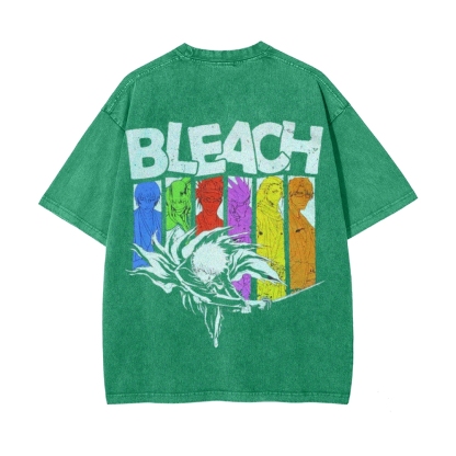 Vintage Unisex-Adult Oversized Washed Cotton T-Shirt Graphic BLEACH - Shinigami T-shirt-Uraldept Trendy Clothing Store