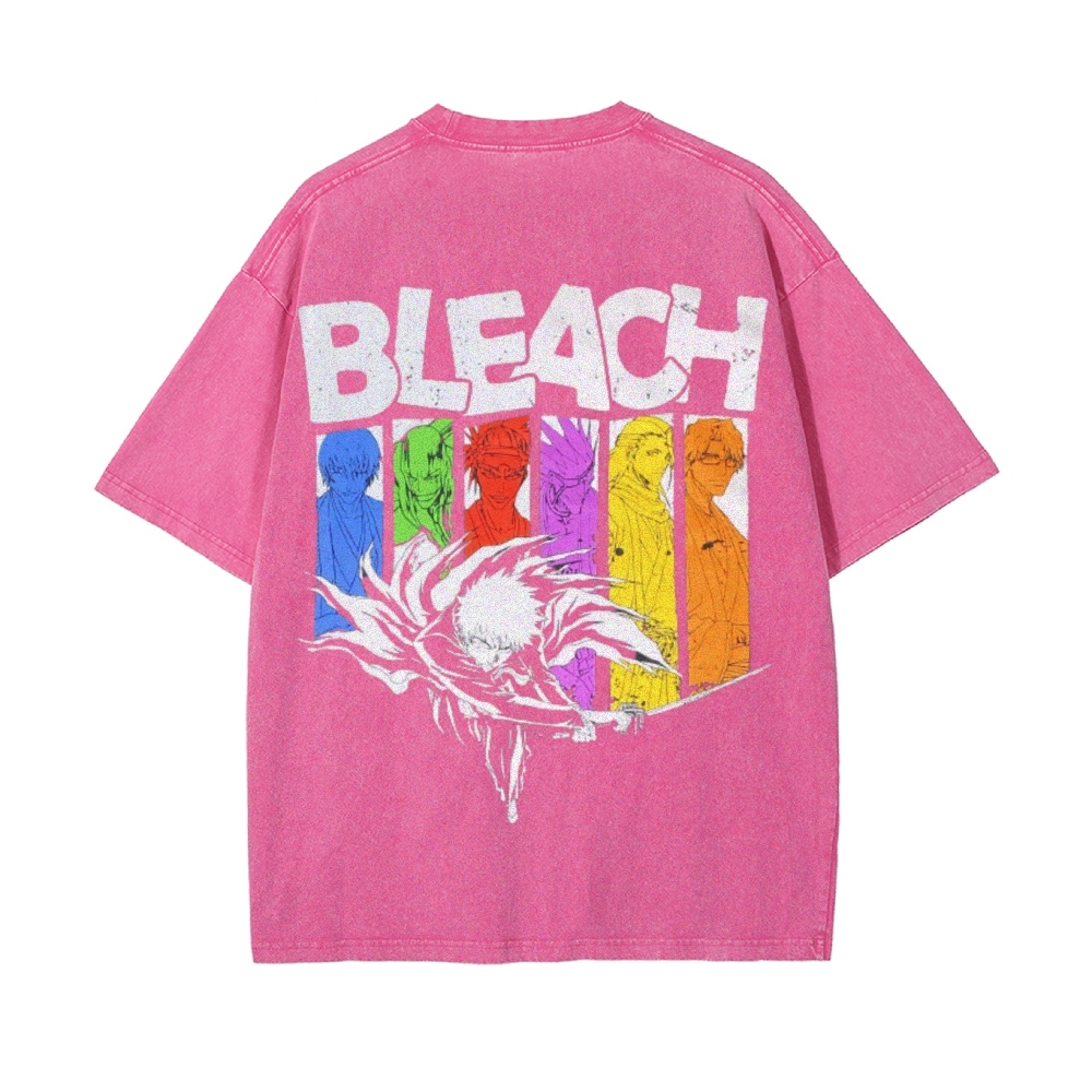 Vintage Unisex-Adult Oversized Washed Cotton T-Shirt Graphic BLEACH - Shinigami T-shirt-Uraldept Trendy Clothing Store