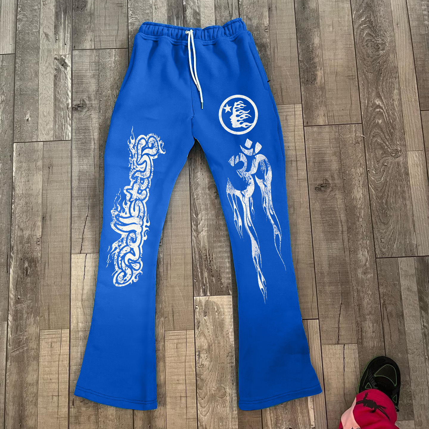 Trendy statement print street style flared trousers-Uraldept Trendy Clothing Store