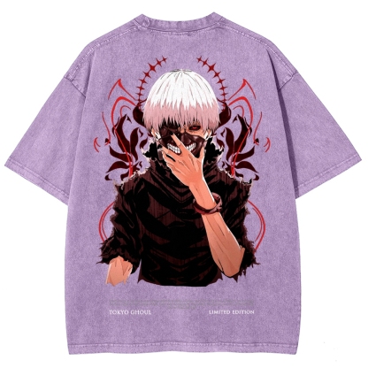 Tokyo Ghoul Kaneki Ken Unisex Fit Washed T-Shirt 2504007608-Uraldept Trendy Clothing Store