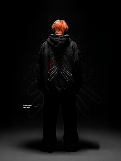 GRIND RITUAL WASHED HOODIE | CHAINSAW MAN-Uraldept Trendy Clothing Store