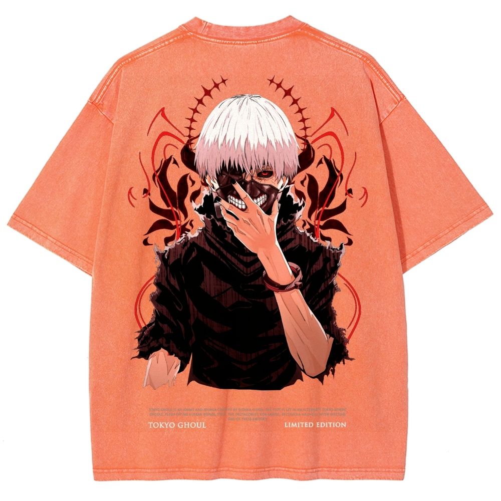 Tokyo Ghoul Kaneki Ken Unisex Fit Washed T-Shirt 2504007608-Uraldept Trendy Clothing Store