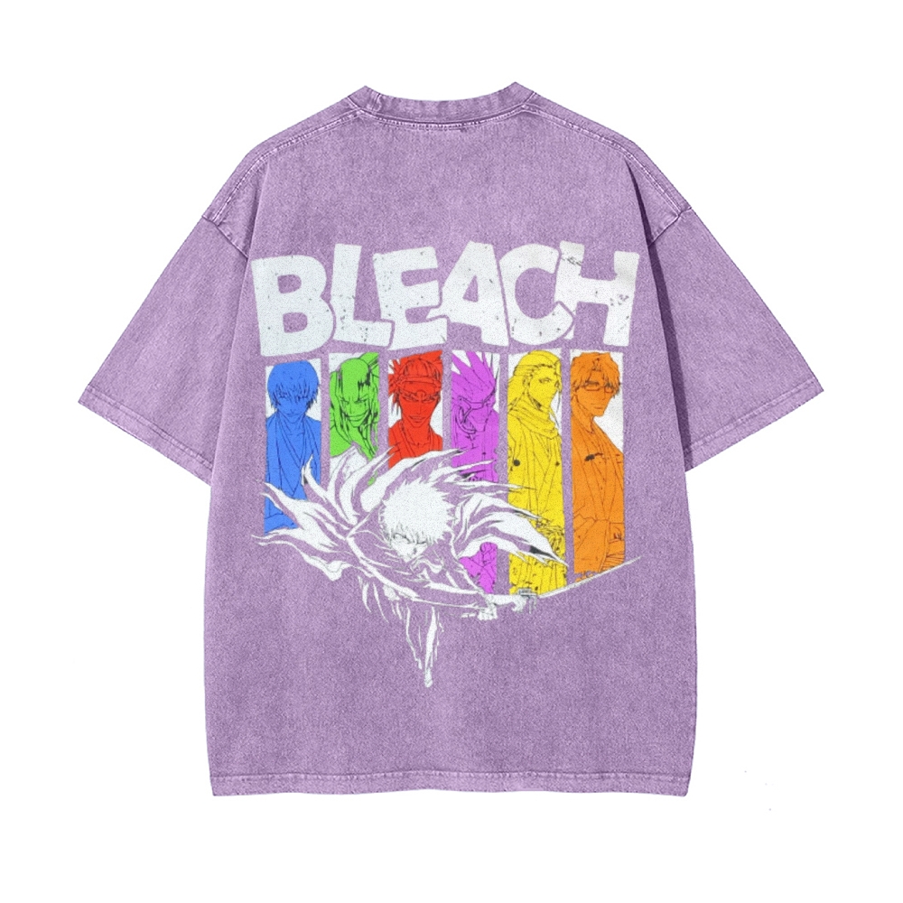 Vintage Unisex-Adult Oversized Washed Cotton T-Shirt Graphic BLEACH - Shinigami T-shirt-Uraldept Trendy Clothing Store