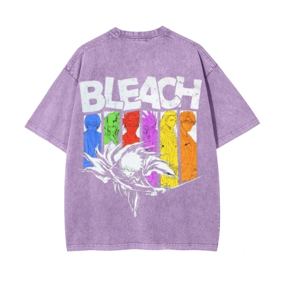 Vintage Unisex-Adult Oversized Washed Cotton T-Shirt Graphic BLEACH - Shinigami T-shirt-Uraldept Trendy Clothing Store