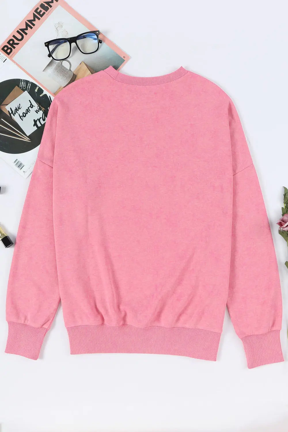 Sequin Candy Cane Round Neck Slit Sweatshirt-LL Trendy Clothing Store