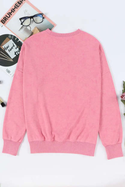 Sequin Candy Cane Round Neck Slit Sweatshirt-LL Trendy Clothing Store