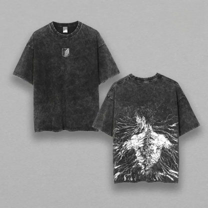 Eren Yeager Vintage Washed Tee - AOT-Uraldept Trendy Clothing Store