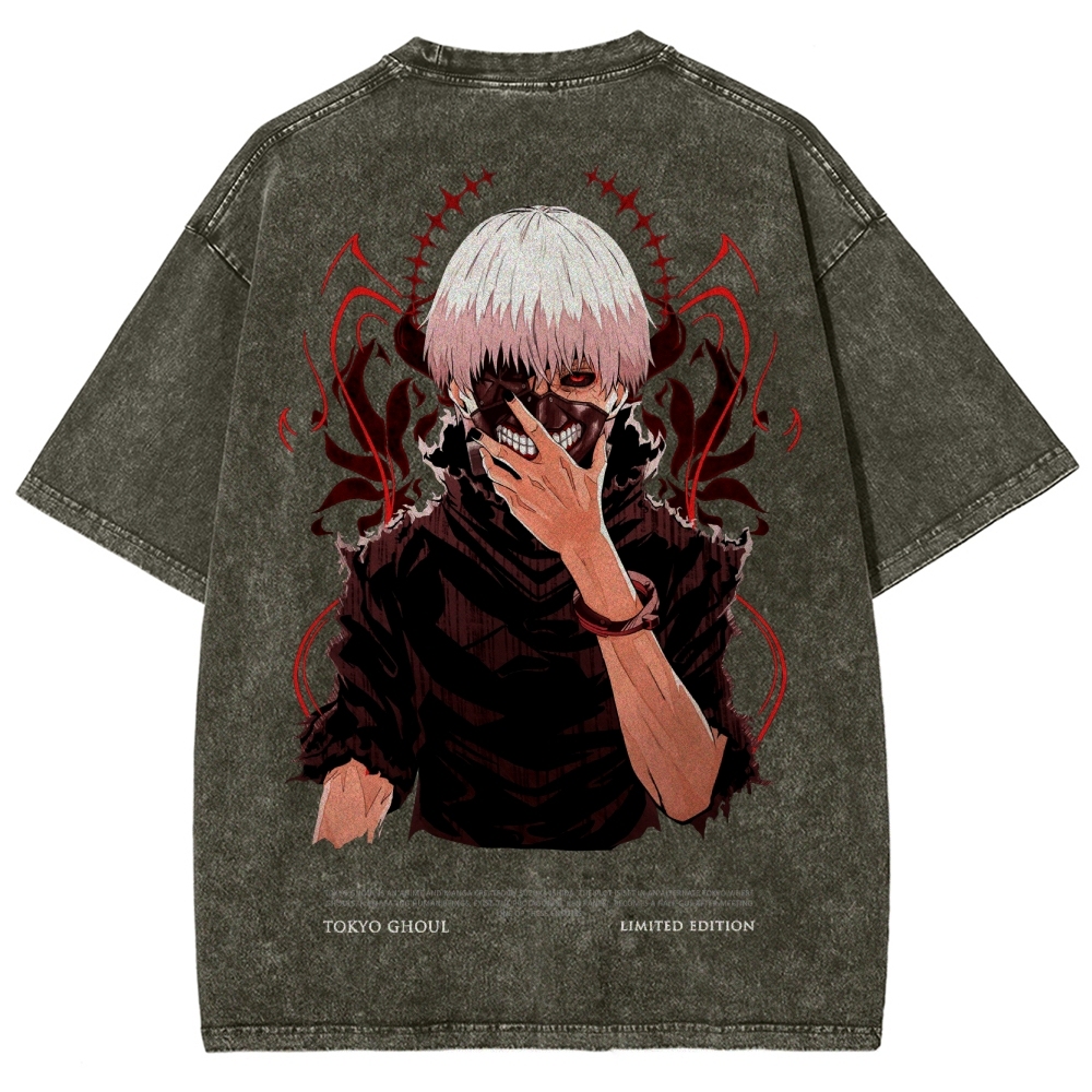 Tokyo Ghoul Kaneki Ken Unisex Fit Washed T-Shirt 2504007608-Uraldept Trendy Clothing Store