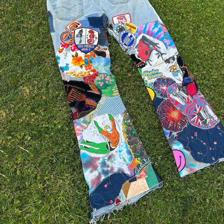 Casual Street Patch Denim Trousers-Uraldept Trendy Clothing Store
