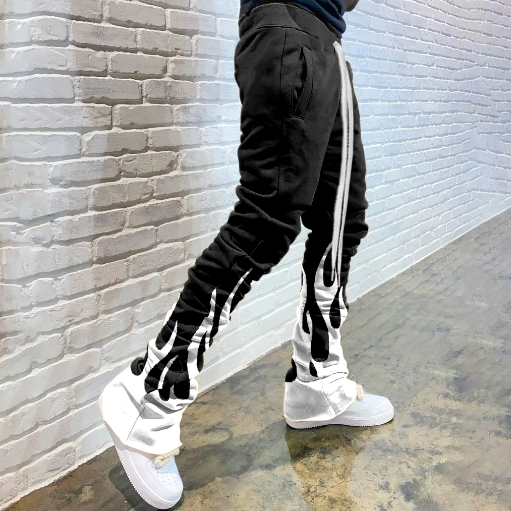 Casual Print Drawstring Flared Trousers-Uraldept Trendy Clothing Store