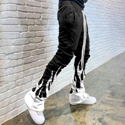 Casual Print Drawstring Flared Trousers-Uraldept Trendy Clothing Store