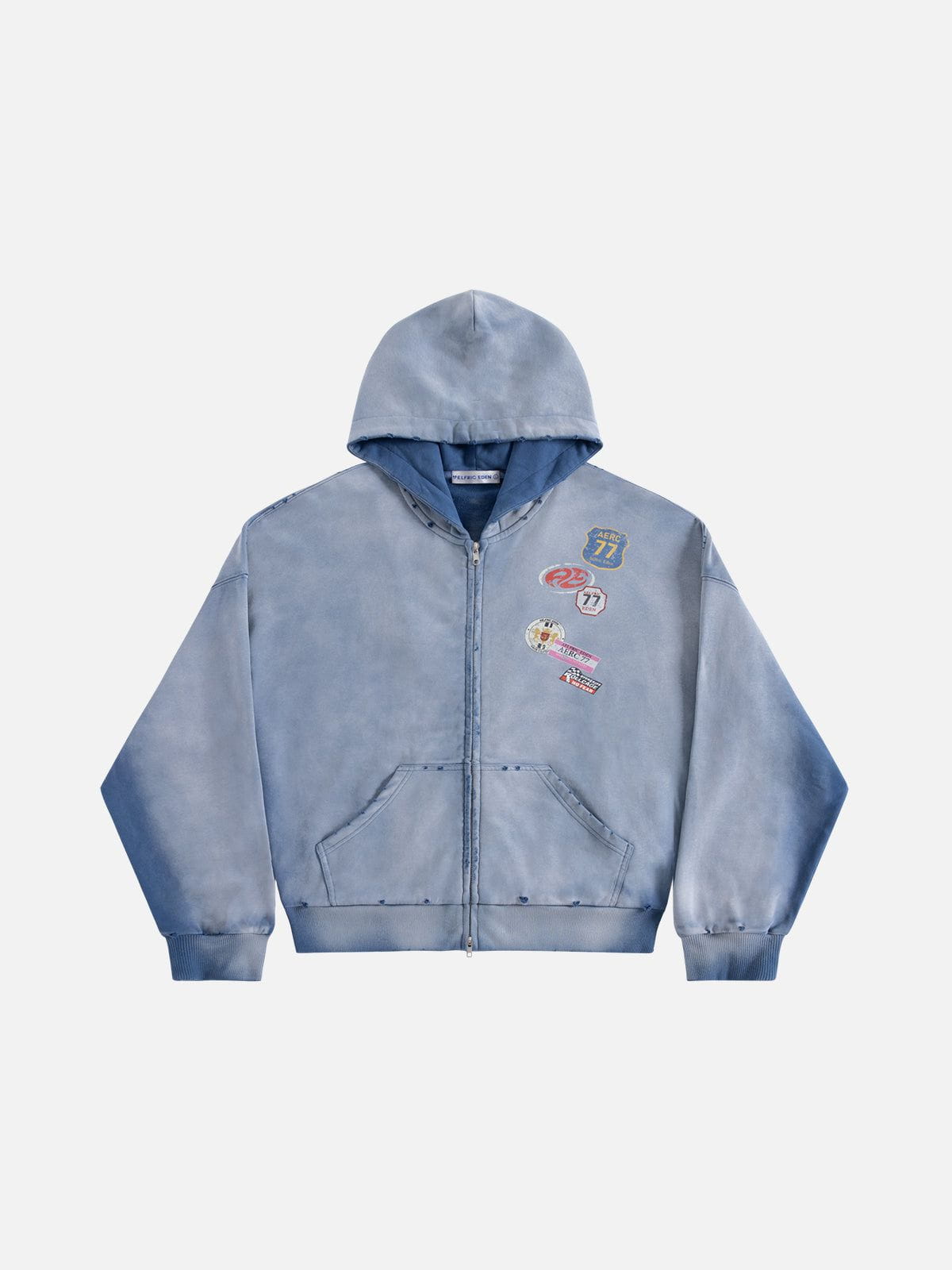 Aelfric Eden Badge Boxy Zip Up Hoodie-LL Trendy Clothing Store