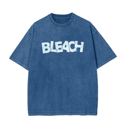 Vintage Unisex-Adult Oversized Washed Cotton T-Shirt Graphic BLEACH - Shinigami T-shirt-Uraldept Trendy Clothing Store