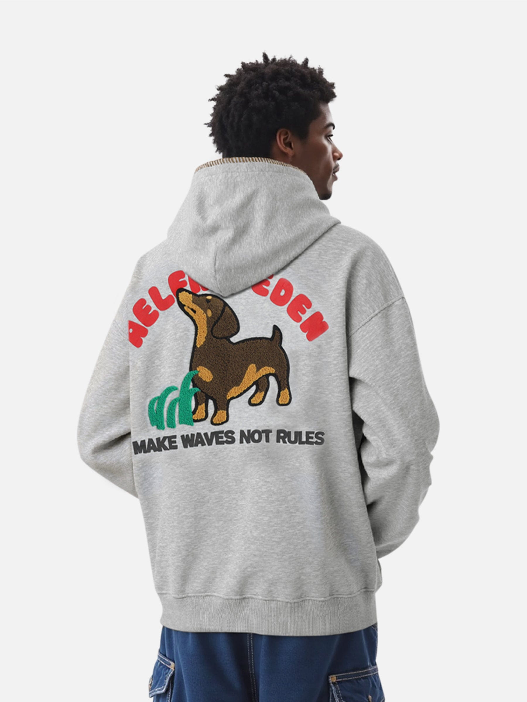 Aelfric Eden Towel Embroidery Dachshund Pullover Hoodie-LL Trendy Clothing Store