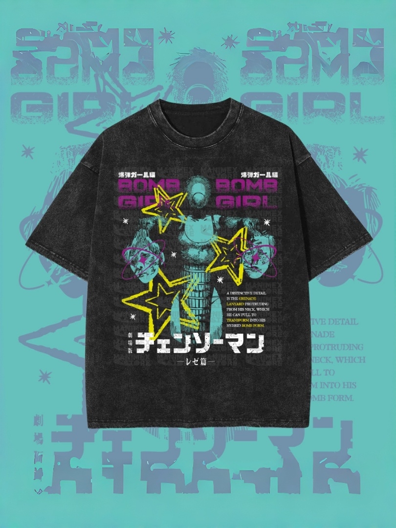 REZE VINTAGE TEE (SINGLE SIDE) | CHAINSAW MAN-Uraldept Trendy Clothing Store