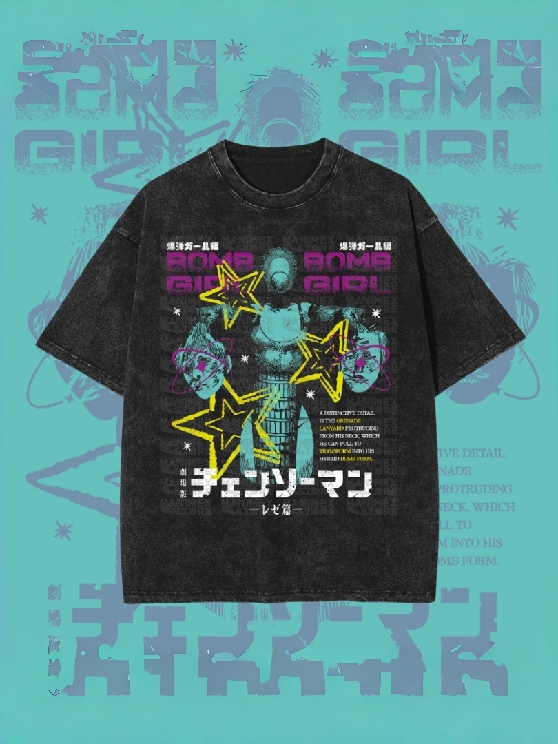 REZE VINTAGE TEE (SINGLE SIDE) | CHAINSAW MAN-Uraldept Trendy Clothing Store