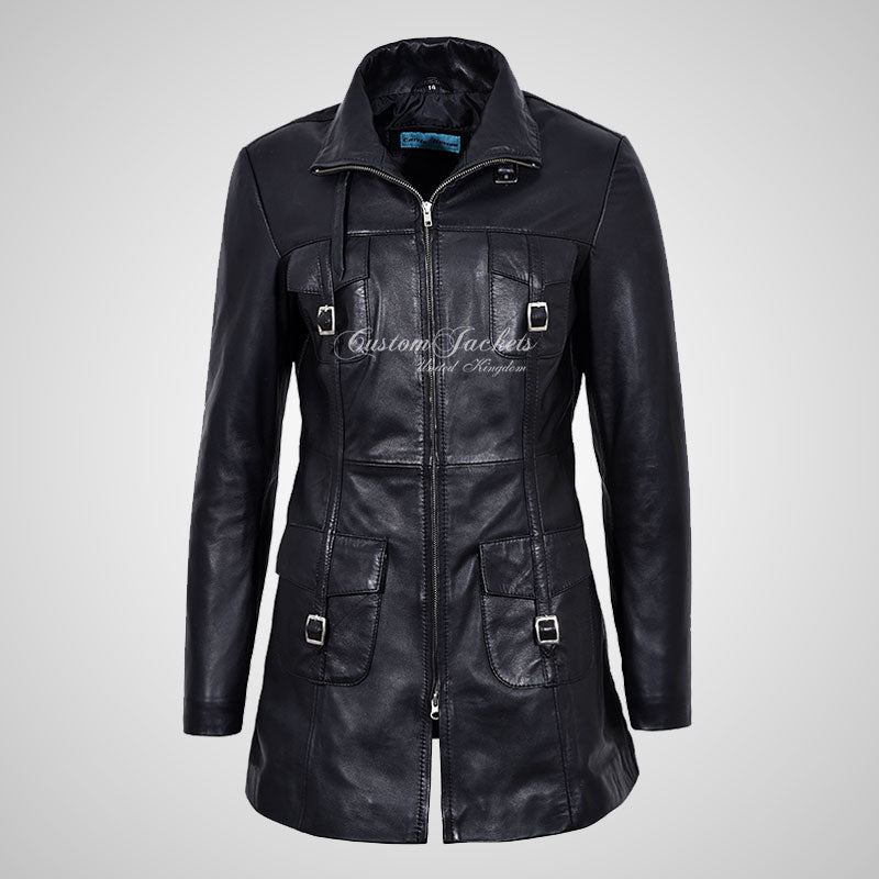 GINVERA Ladies Hip Length Blouson Jacket Soft Lambskin Leather-LL Trendy Clothing Store