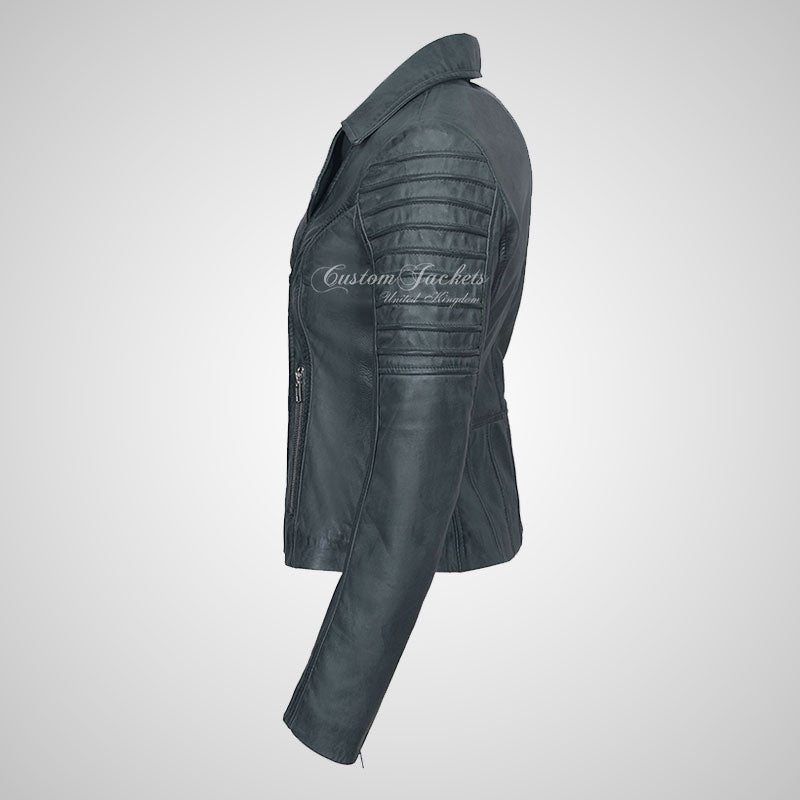 ROSETTA Ladies Biker Leather Jacket Soft Lambskin Napa Leather-LL Trendy Clothing Store