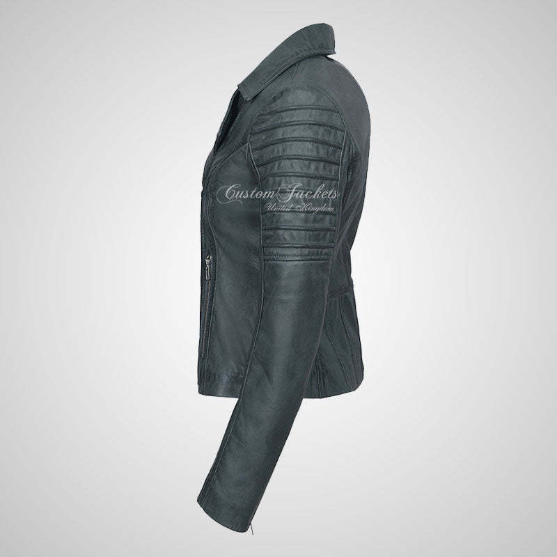 ROSETTA Ladies Biker Leather Jacket Soft Lambskin Napa Leather-LL Trendy Clothing Store