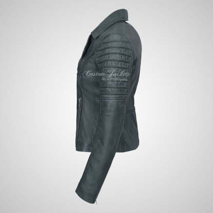ROSETTA Ladies Biker Leather Jacket Soft Lambskin Napa Leather-LL Trendy Clothing Store