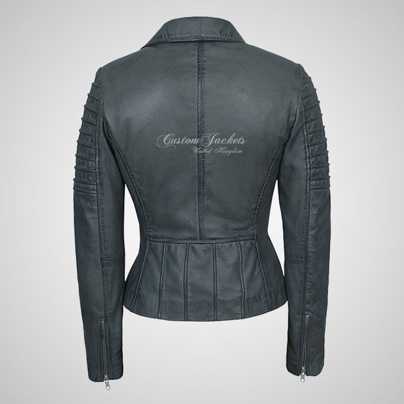 ROSETTA Ladies Biker Leather Jacket Soft Lambskin Napa Leather-LL Trendy Clothing Store