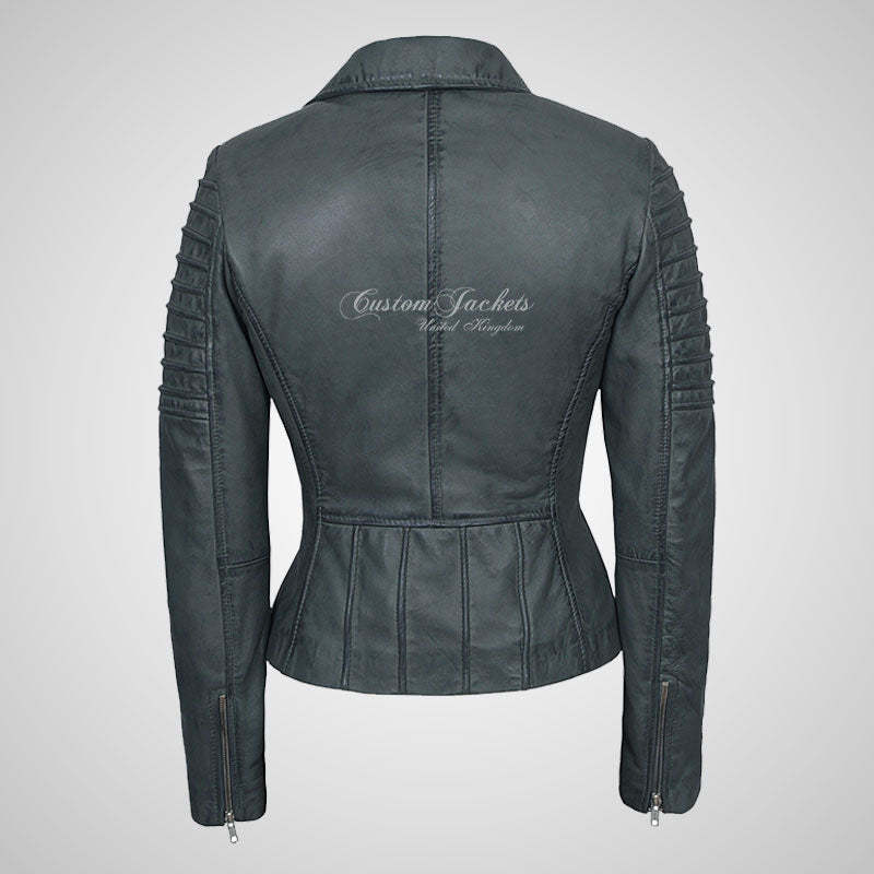 ROSETTA Ladies Biker Leather Jacket Soft Lambskin Napa Leather-LL Trendy Clothing Store