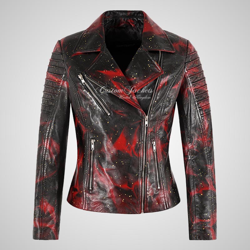 ROSETTA Ladies Vintage Red Leather Biker Jacket Soft Lambskin Leather-LL Trendy Clothing Store