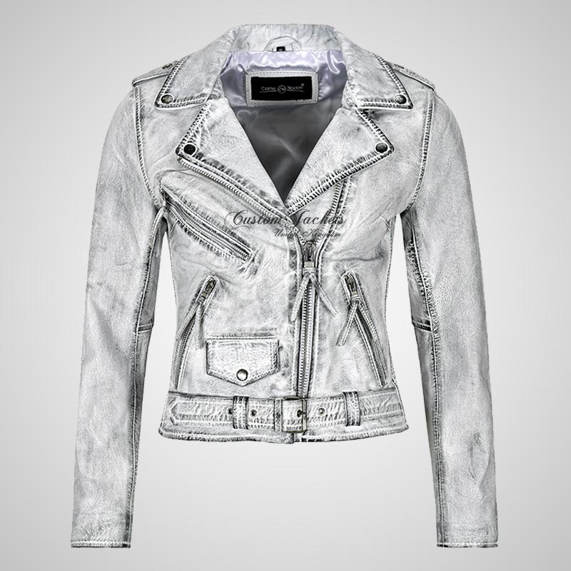 BRANDO Ladies Leather Biker Jacket in Zebra Print-LL Trendy Clothing Store