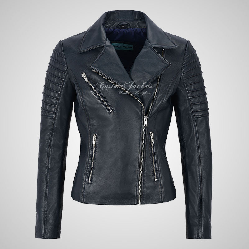 ROSETTA Ladies Biker Leather Jacket Soft Lambskin Napa Leather-LL Trendy Clothing Store
