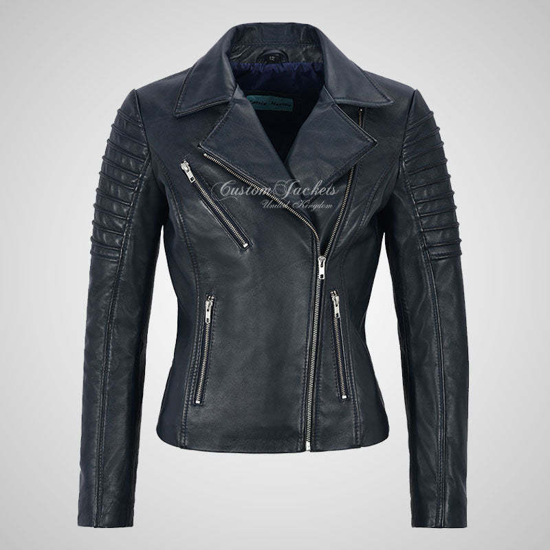 ROSETTA Ladies Biker Leather Jacket Soft Lambskin Napa Leather-LL Trendy Clothing Store