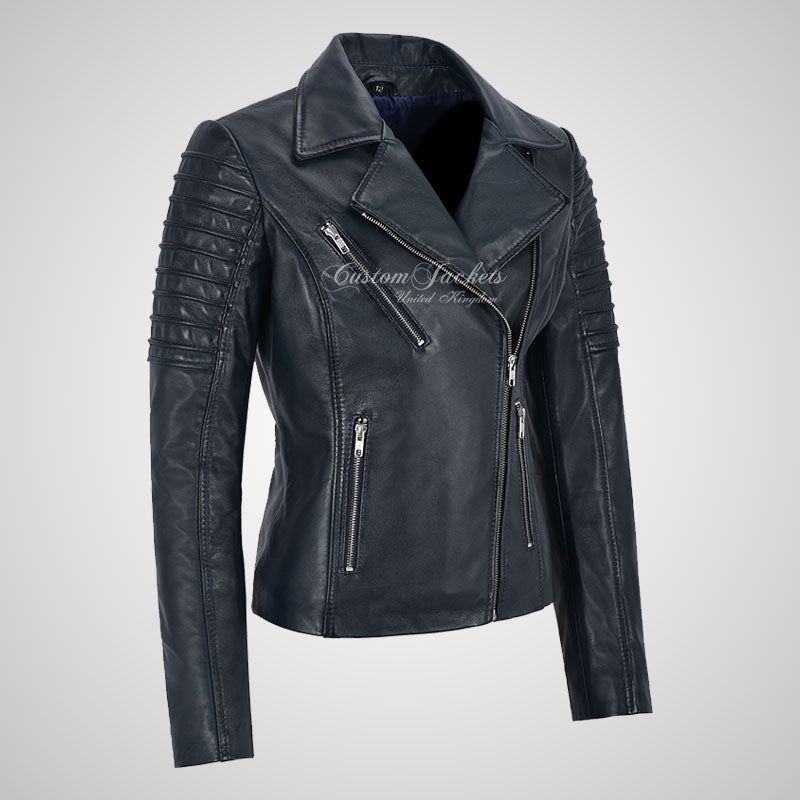 ROSETTA Ladies Biker Leather Jacket Soft Lambskin Napa Leather-LL Trendy Clothing Store