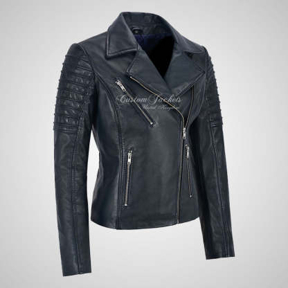 ROSETTA Ladies Biker Leather Jacket Soft Lambskin Napa Leather-LL Trendy Clothing Store