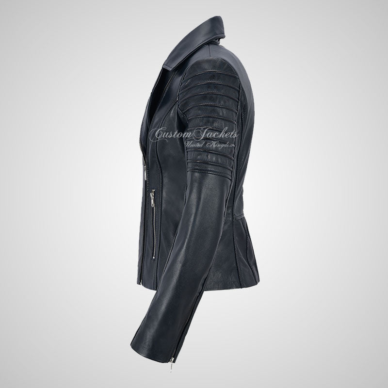 ROSETTA Ladies Biker Leather Jacket Soft Lambskin Napa Leather-LL Trendy Clothing Store