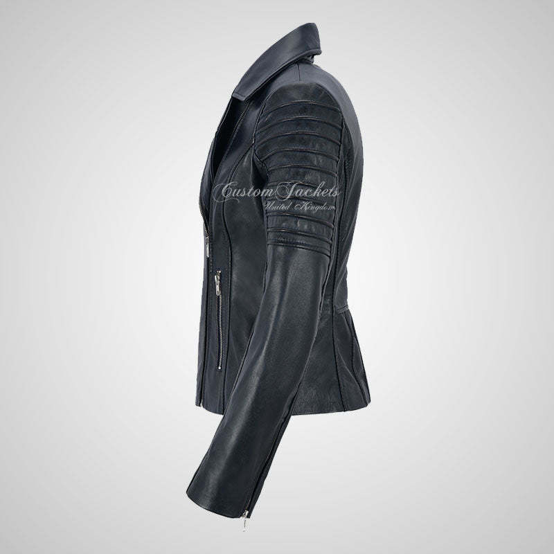 ROSETTA Ladies Biker Leather Jacket Soft Lambskin Napa Leather-LL Trendy Clothing Store