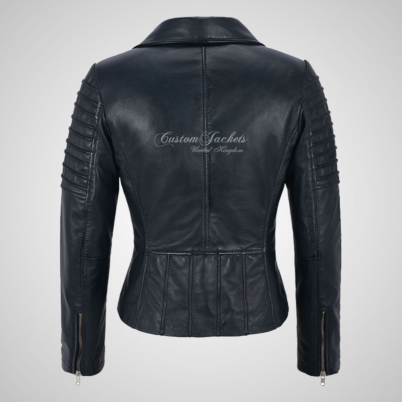 ROSETTA Ladies Biker Leather Jacket Soft Lambskin Napa Leather-LL Trendy Clothing Store