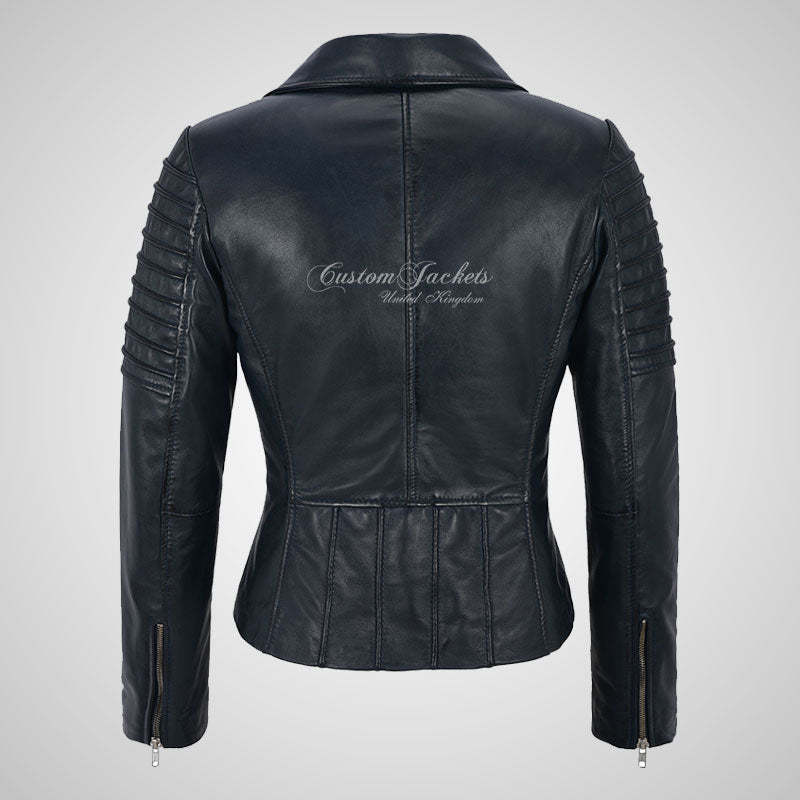 ROSETTA Ladies Biker Leather Jacket Soft Lambskin Napa Leather-LL Trendy Clothing Store