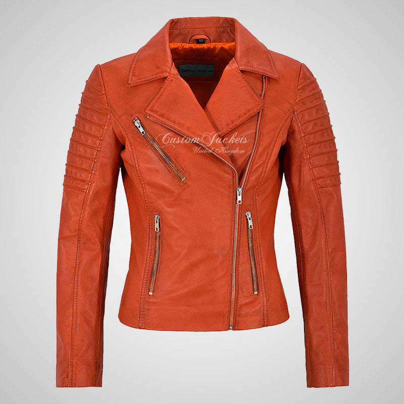 ROSETTA Ladies Biker Leather Jacket Soft Lambskin Napa Leather-LL Trendy Clothing Store