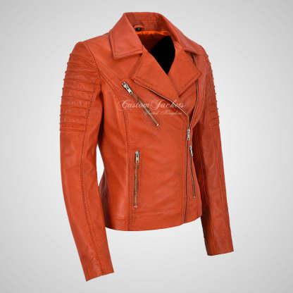 ROSETTA Ladies Biker Leather Jacket Soft Lambskin Napa Leather-LL Trendy Clothing Store