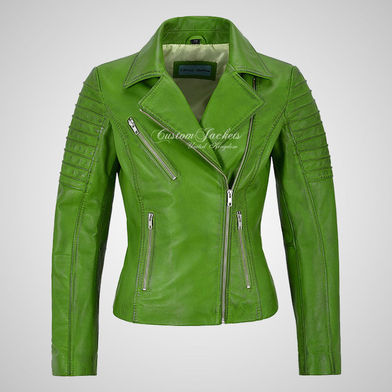 ROSETTA Ladies Biker Leather Jacket Soft Lambskin Napa Leather-LL Trendy Clothing Store