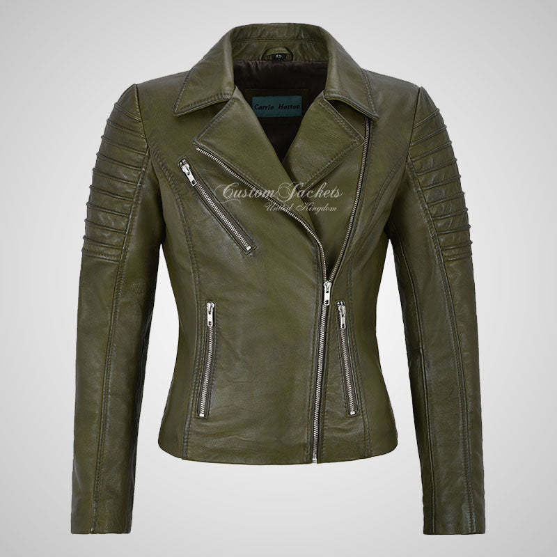 ROSETTA Ladies Biker Leather Jacket Soft Lambskin Napa Leather-LL Trendy Clothing Store