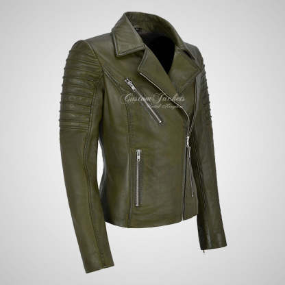 ROSETTA Ladies Biker Leather Jacket Soft Lambskin Napa Leather-LL Trendy Clothing Store