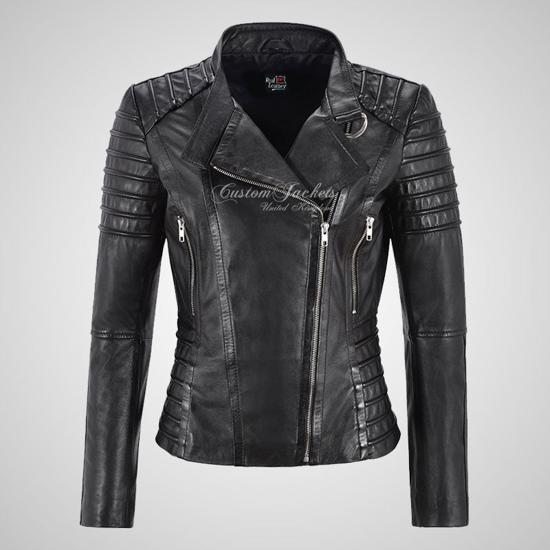 MARIYA Women Leather Biker Jacket Soft Lambskin Leather-LL Trendy Clothing Store