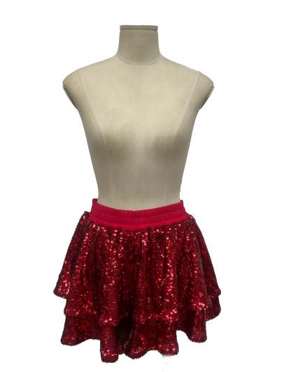 Sequin Red Party Skort (PREORDER)-LL Trendy Clothing Store