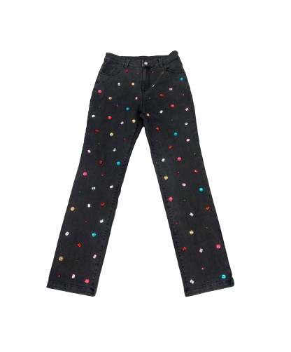 Rhinestone Black Party Jeans  (PREORDER)-LL Trendy Clothing Store