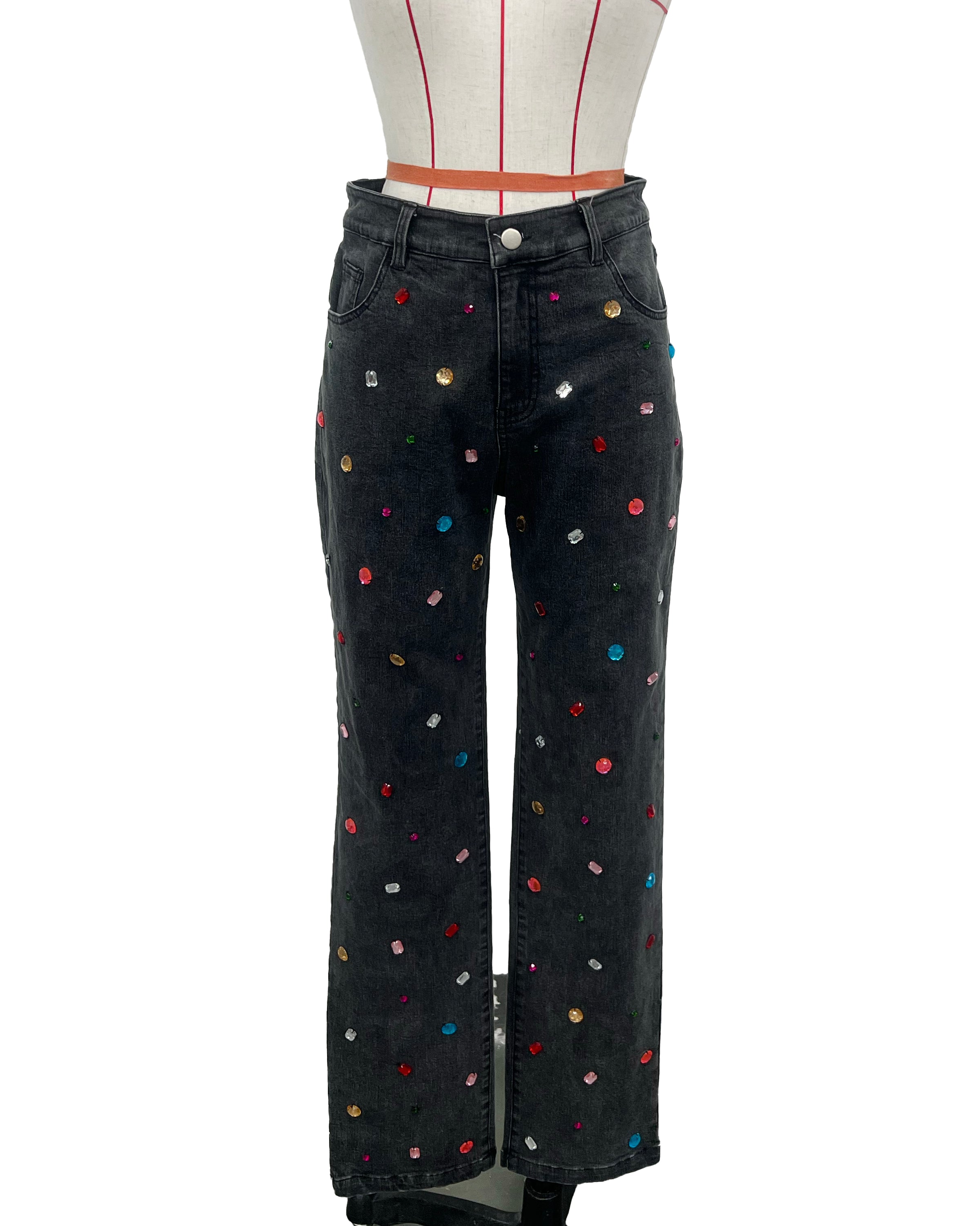 Rhinestone Black Party Jeans  (PREORDER)-LL Trendy Clothing Store